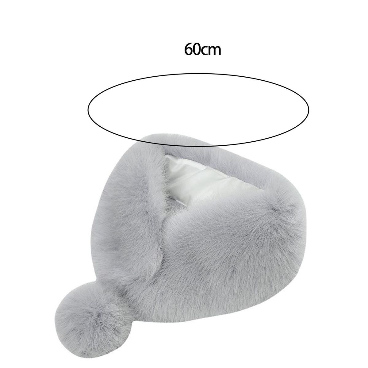 Winter Women Scarf Solid Color Fluffy Pompom Faux Fur-White