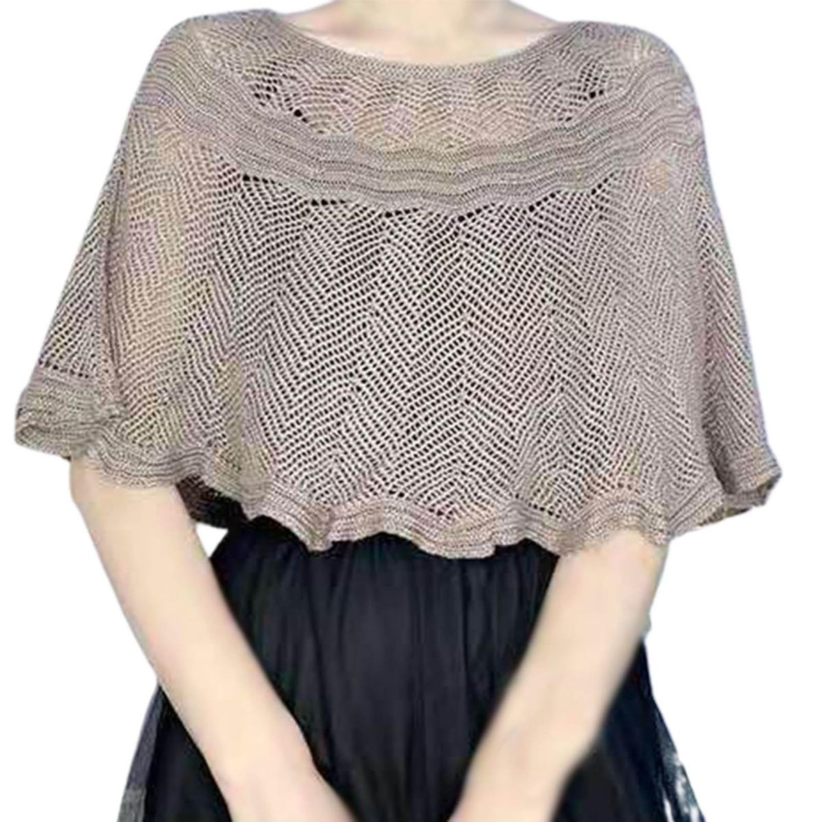 Women Shawl Hollow Out Sun Protection Summer Cut-out-Khaki