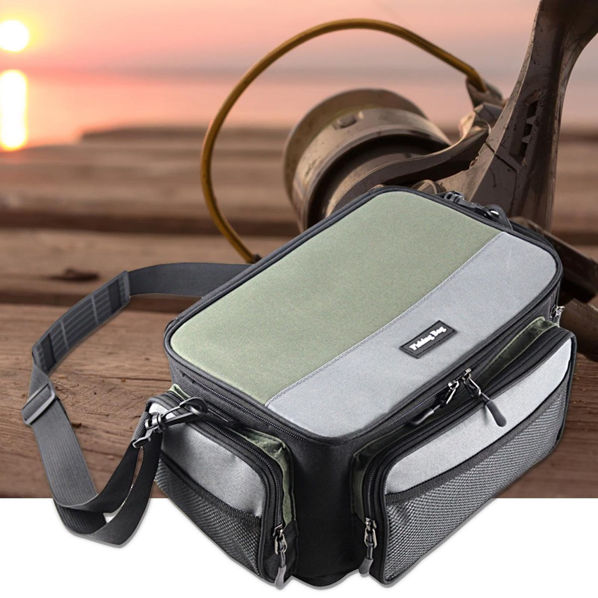 Fishing Bag Outdoor Fishing Hook Equipment Storage Case Grey & Green