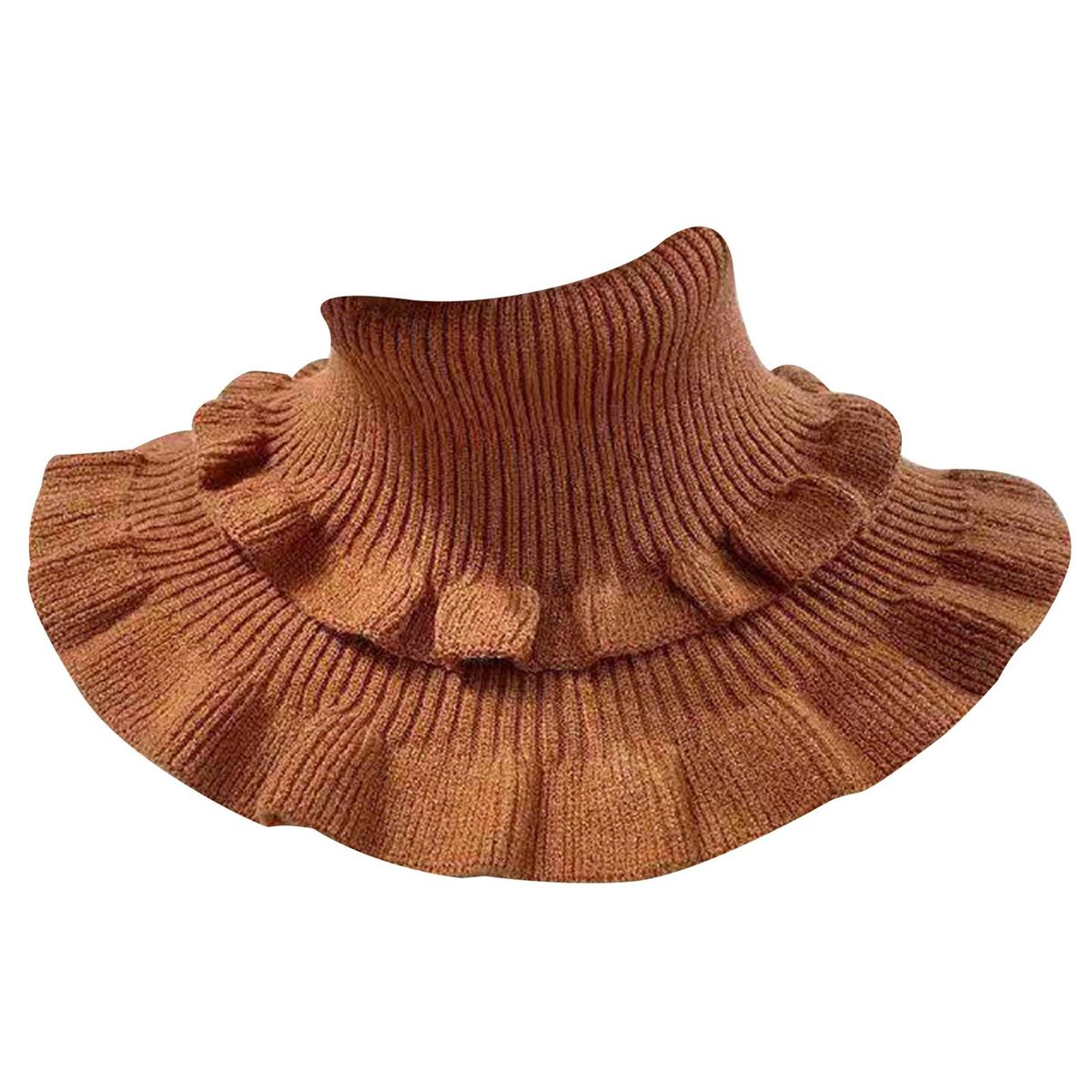 Autumn Winter Women Fake Collar Ruffles-Light Brown