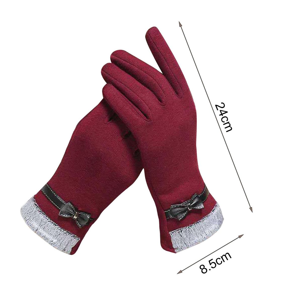 1 Pair Winter Fashion Grace Lady Wine Red