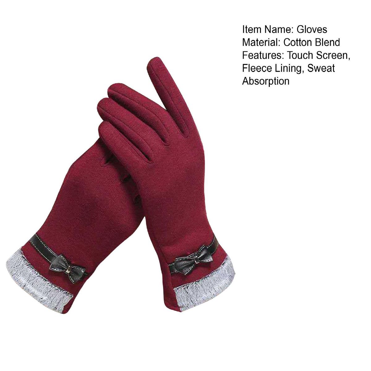 1 Pair Winter Fashion Grace Lady Wine Red