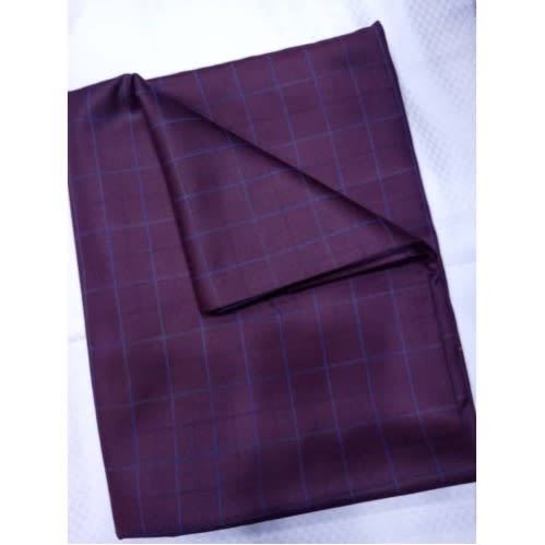 4 Yards Purple Wine With Blue Stripes Check Senator Material