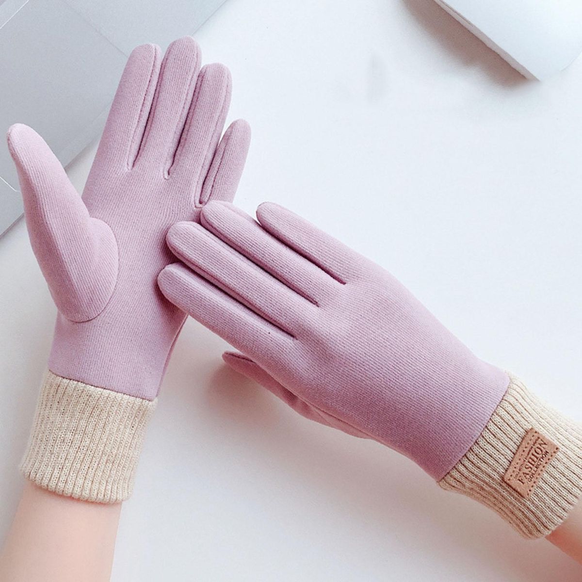 1 Pair Winter Thermal Soft Fleece Winter Purple