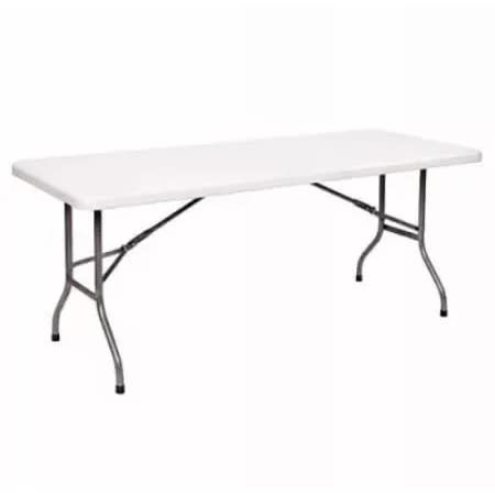 Excell 10-seater Rectangular Plastic Top Folding Table With Foldable Metal Legs - 6ft