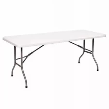 Excell 10-seater Rectangular Plastic Top Folding Table With Foldable Metal Legs - 6ft