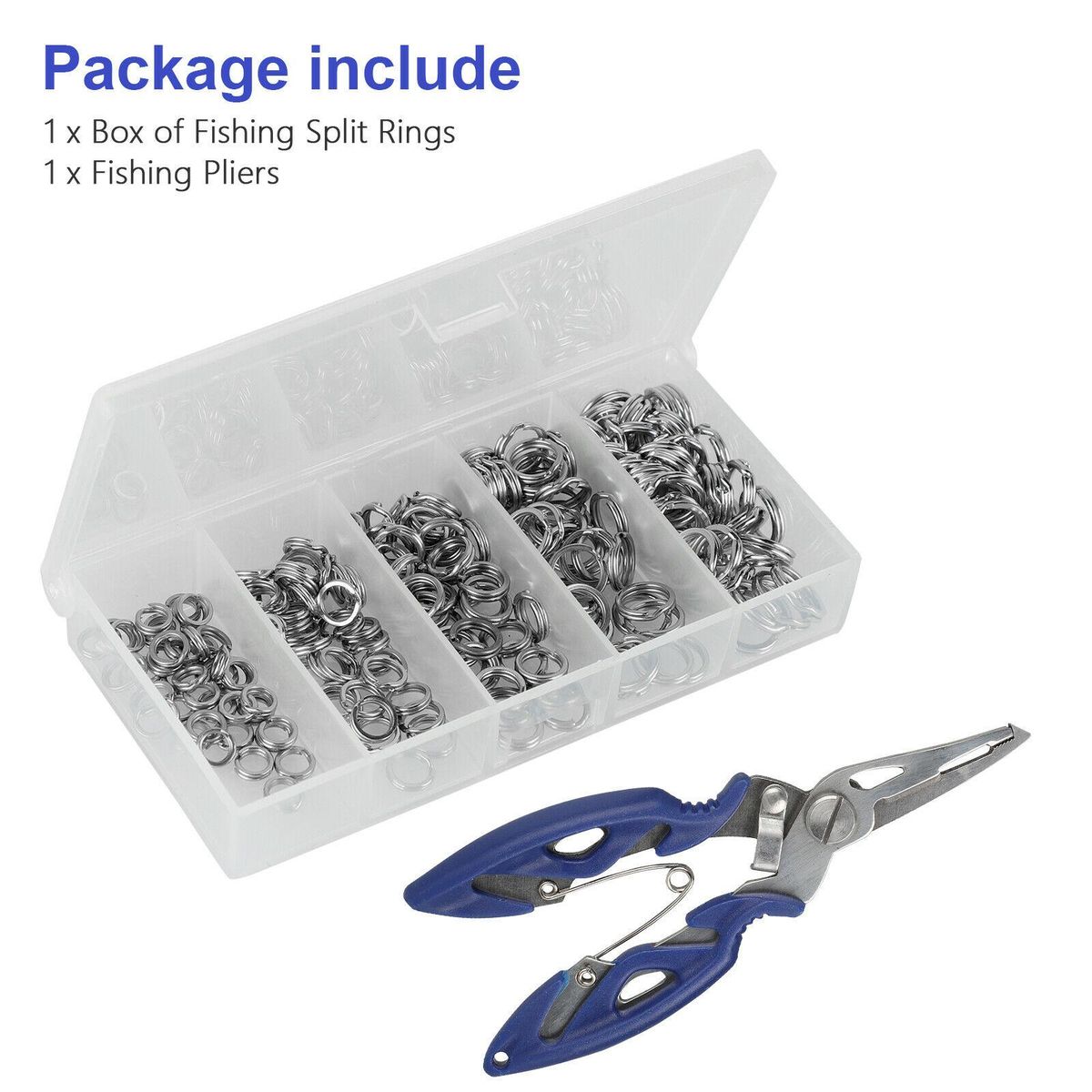 200x  Split Rings 5/6/7/8/9mm With Storage Box &  Pliers