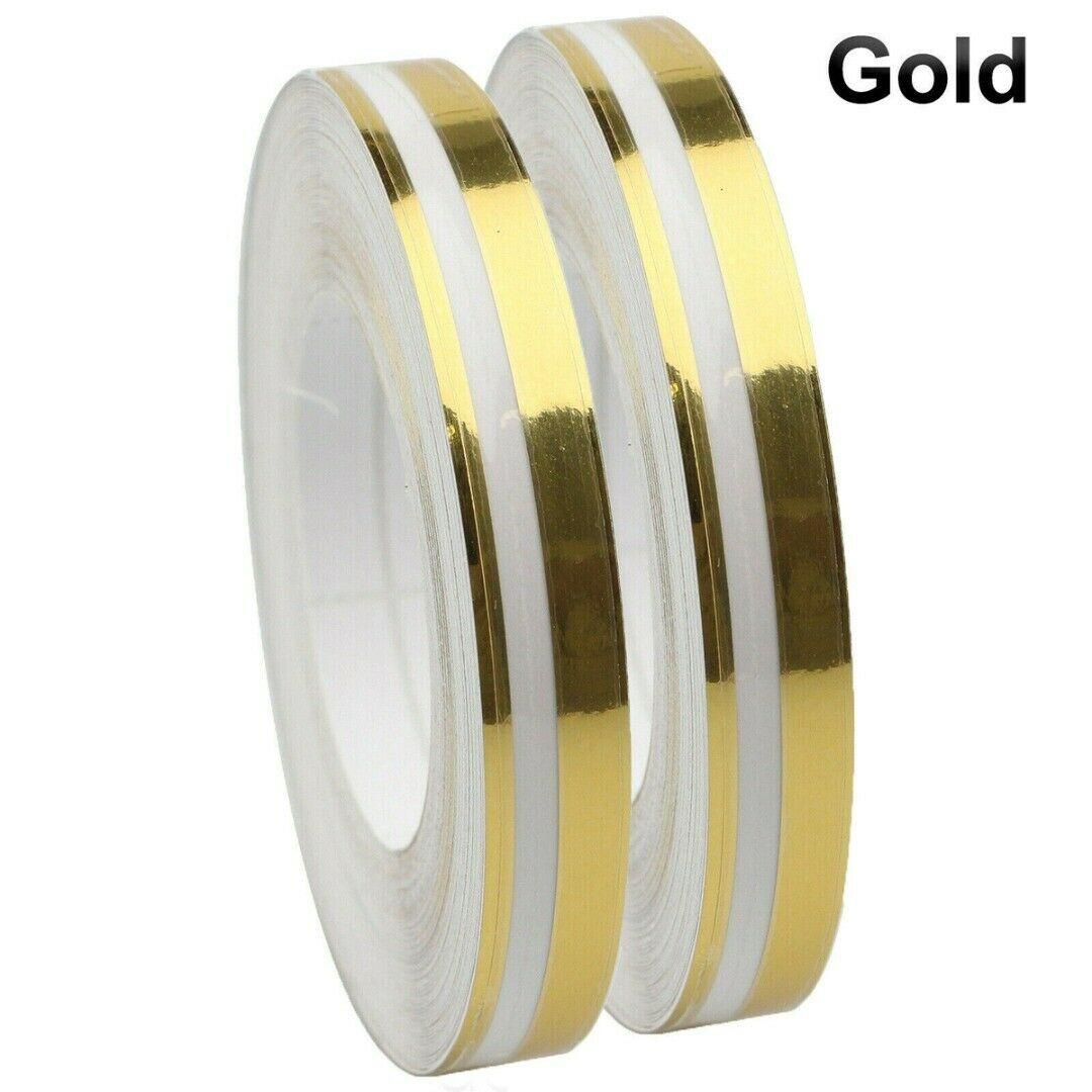 2X Gold Stripe Pin Stripe Tape Decal Vinyl Car Stickers Streamline Double Line Stripe Stickers
