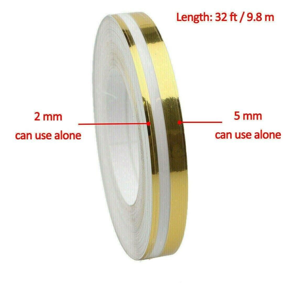 2X Gold Stripe Pin Stripe Tape Decal Vinyl Car Stickers Streamline Double Line Stripe Stickers