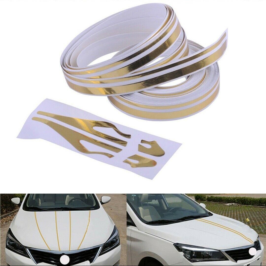 2X Gold Stripe Pin Stripe Tape Decal Vinyl Car Stickers Streamline Double Line Stripe Stickers