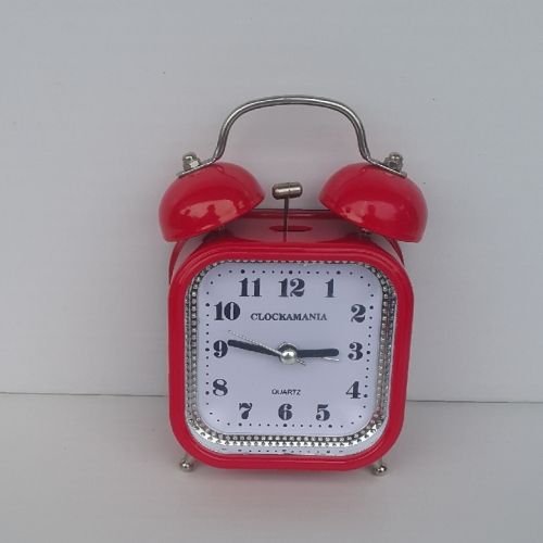 SQUARE Bell Alarm Clock - Red