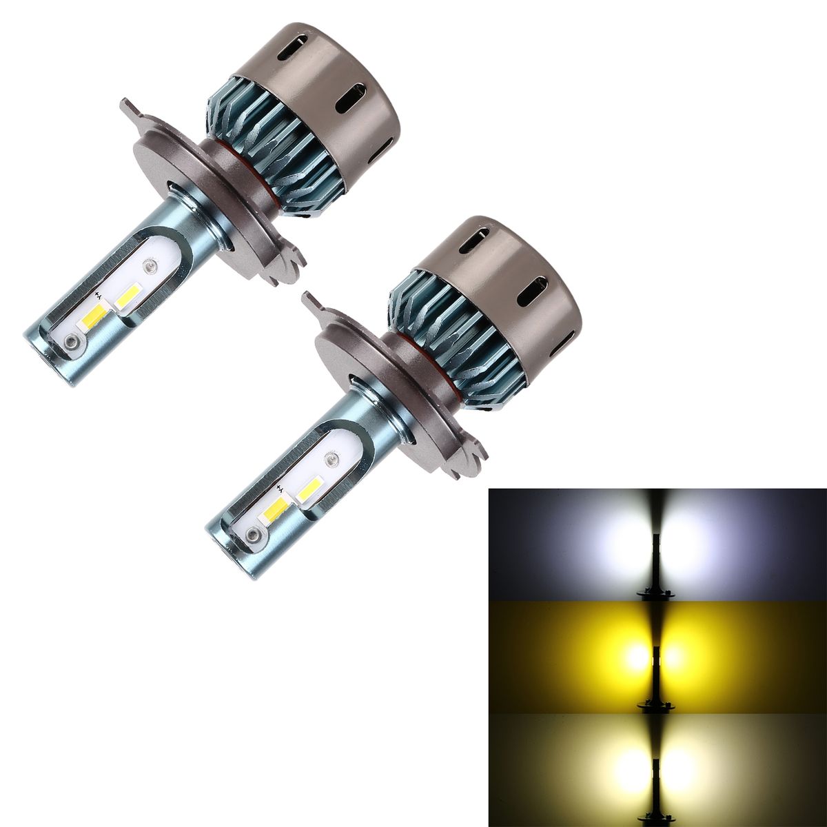 1 Pair H4 Car LED SMD-1860 Tricolor Headlight