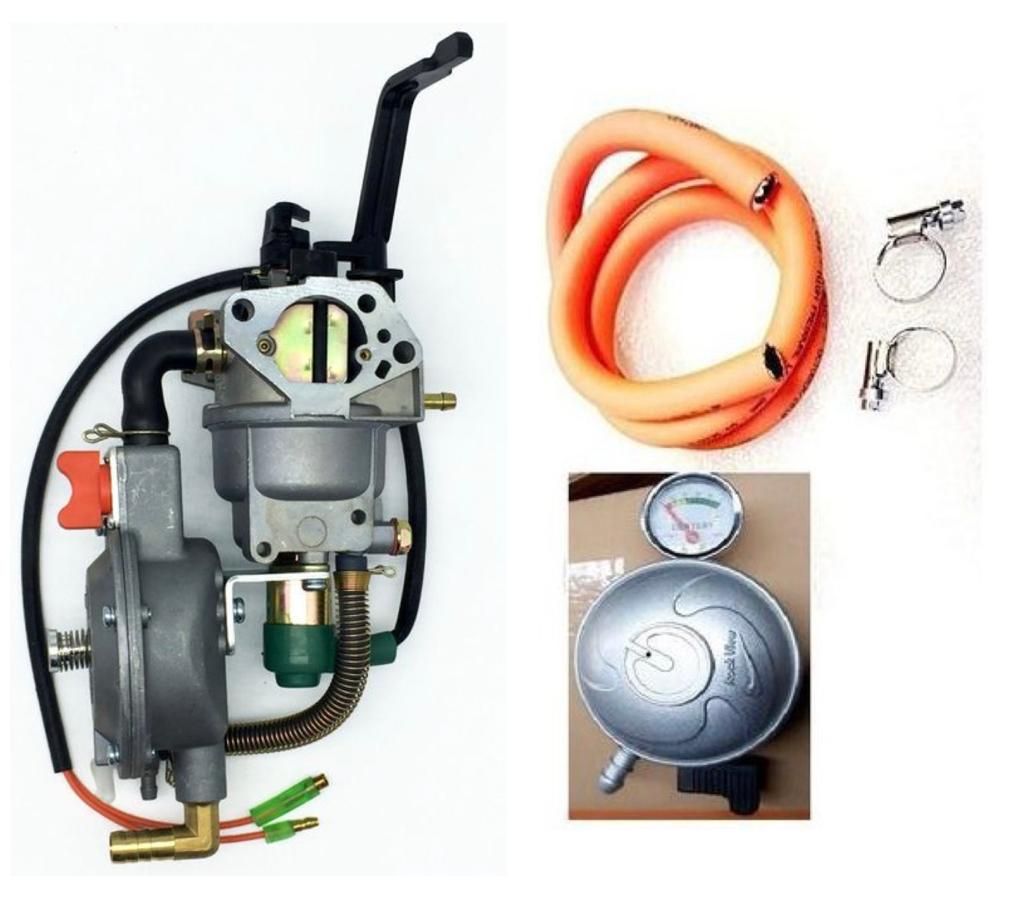 Gas & Petrol Carburetor + Regulator,Hose,Clips For 5-10KVA