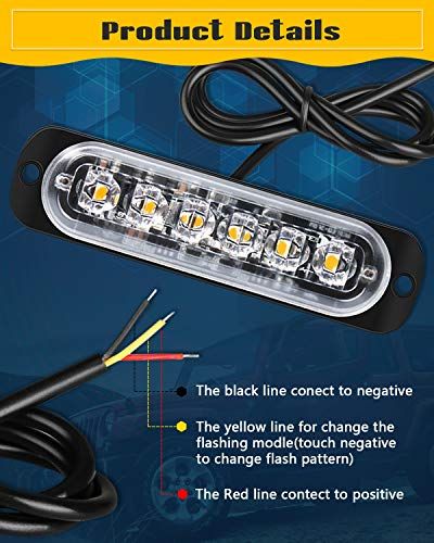 Qoope Pack Of 4 LED Strobe Emergency Lights 12V 24V Blue Sur