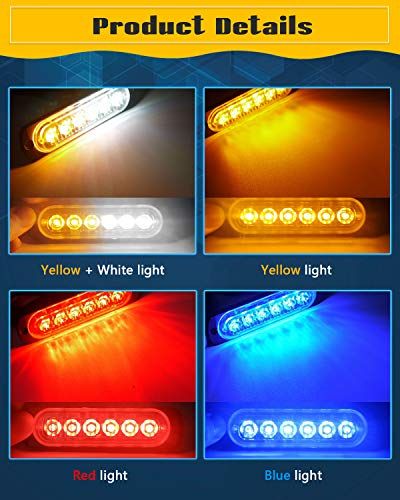Qoope Pack Of 4 LED Strobe Emergency Lights 12V 24V Blue Sur