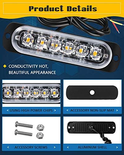 Qoope Pack Of 4 LED Strobe Emergency Lights 12V 24V Blue Sur