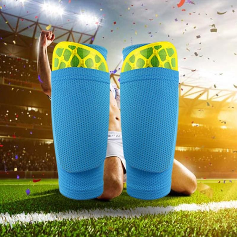 Pair Soccer Protective Socks Shin Pads Supporting Shin Guard Stretchable Wear Resistance With Pocket Sports Safety-Black