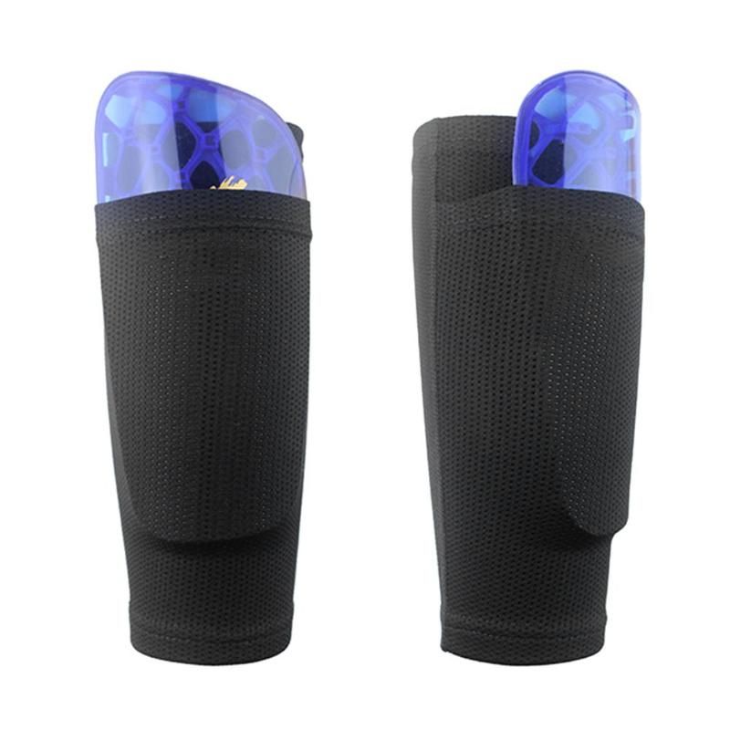 Pair Soccer Protective Socks Shin Pads Supporting Shin Guard Stretchable Wear Resistance With Pocket Sports Safety-Black
