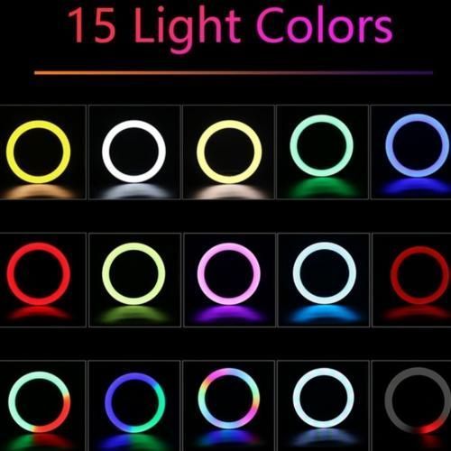 RGB 14 Inches Multi-color Ring Light With Stand 35.5CM+3 Phone Holders