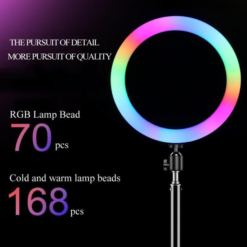 RGB 14 Inches Multi-color Ring Light With Stand 35.5CM+3 Phone Holders
