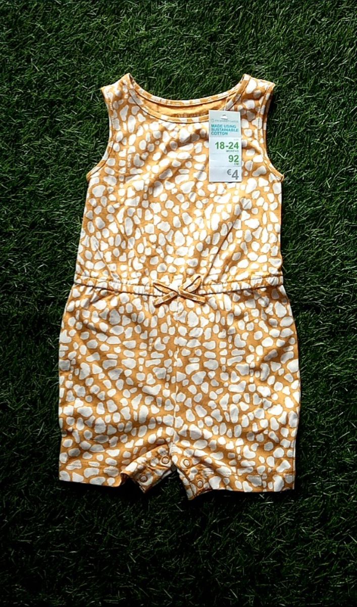 Baby Girls Mustard Print Playsuit