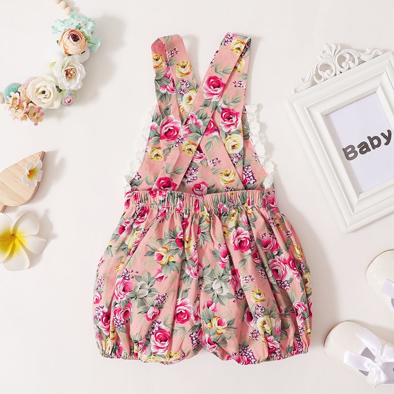 0-2 Years Baby Girl Lovely Floral Bodysuit Summer Sleeveless Lace Design Romper