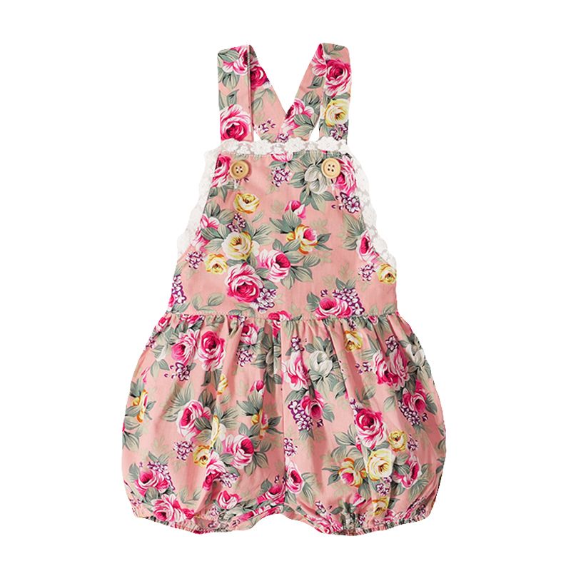 0-2 Years Baby Girl Lovely Floral Bodysuit Summer Sleeveless Lace Design Romper