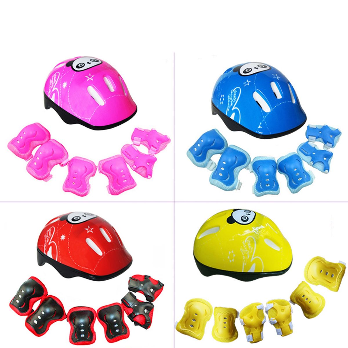 Skate Pads Children's Protective Skateboard Protective Adjustable Equipment 7-in-1 Knee And Elbow Pads For Kids 7 Year Old-Pink