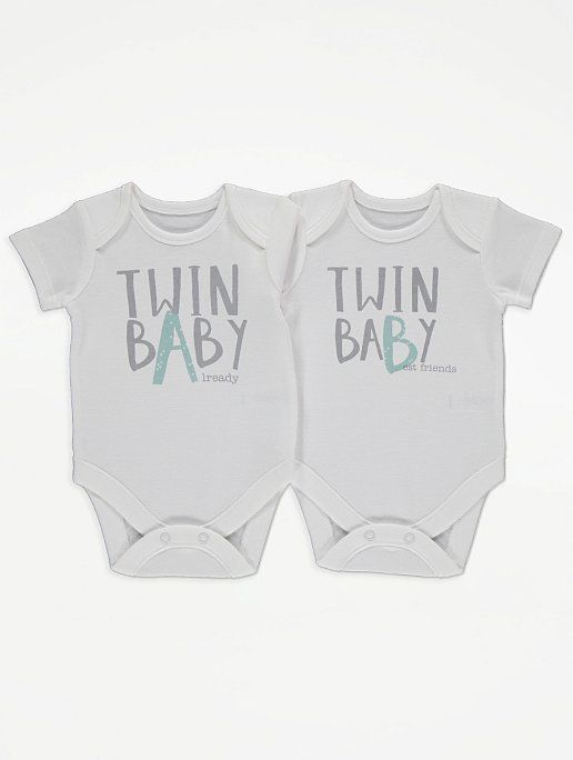 Twins Baby Boy Girl Short Sleeve Body Suit Twins Clothing Set