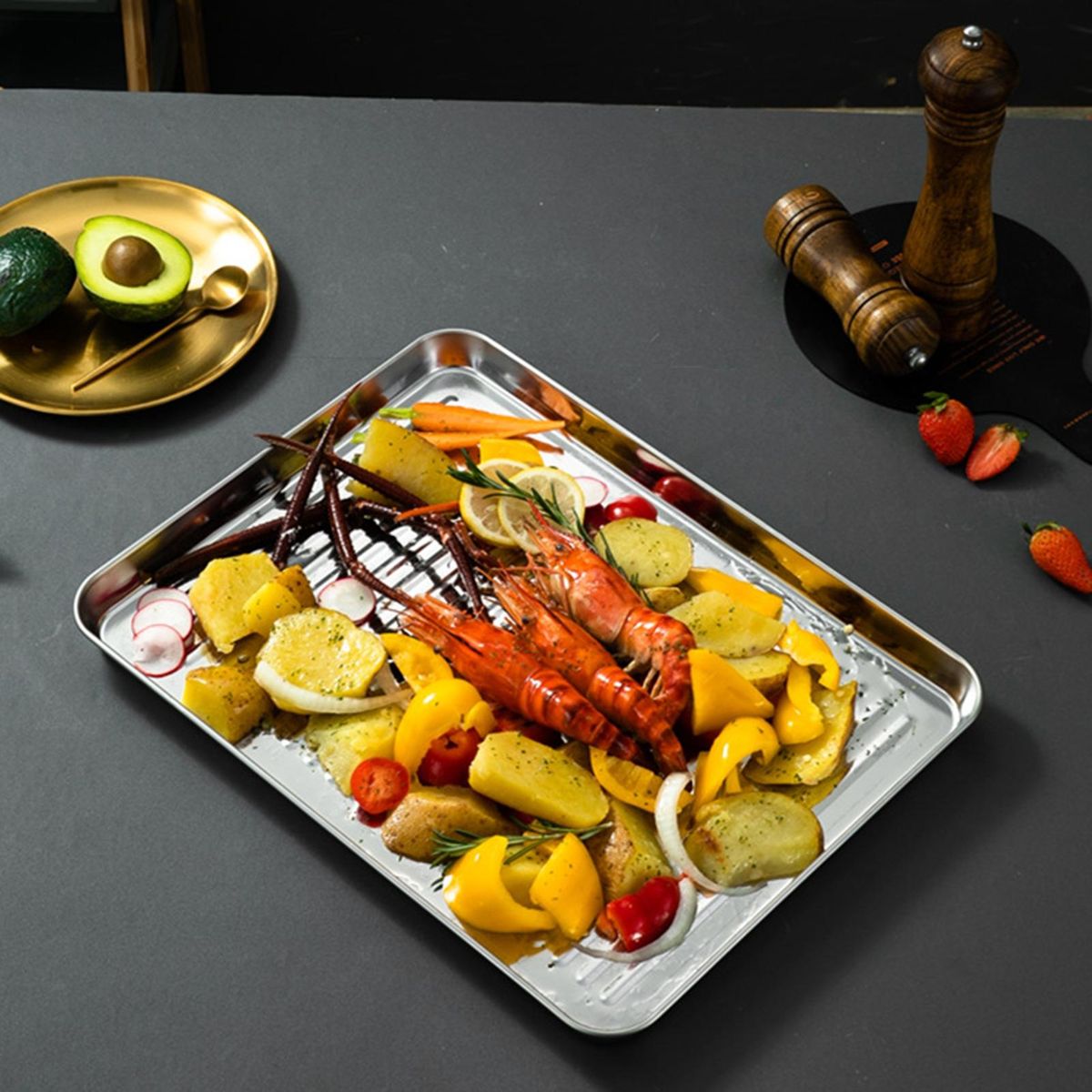 Rectangle Baking Tray Premium Stainless Steel Baking Tray Set for Heat