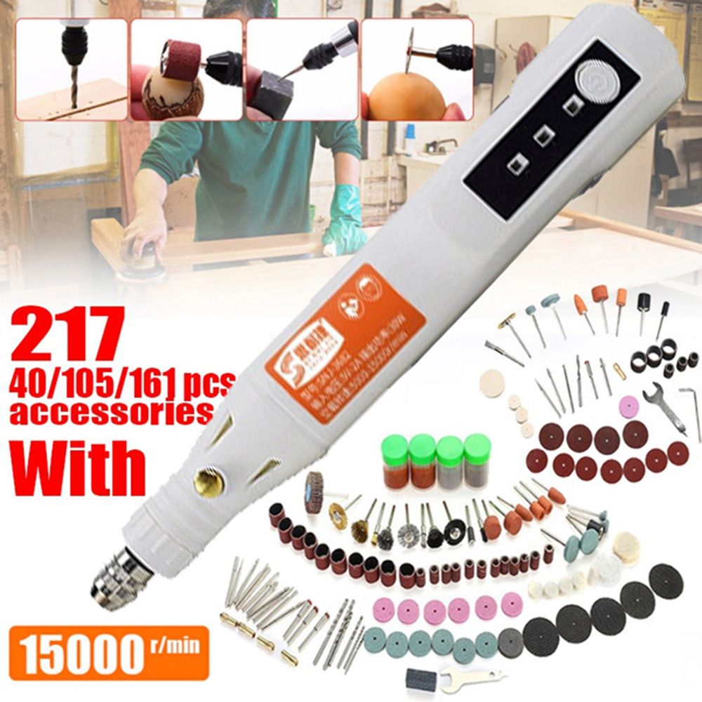 3 Speeds 0.5-3.2mm USB Mini Electric Drill Pen Electric Grinder Engraving Carving Polishing Machine Rotary Tool With Accessories