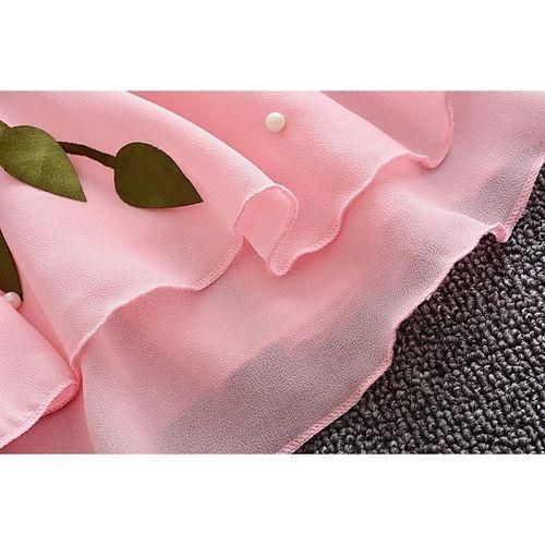 Girl Mesh Skirt Sleeveless Beaded Princess Dress - Pink