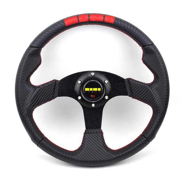 Pvc Carbon Look Game Steering Wheel Universal 350mm 14inch