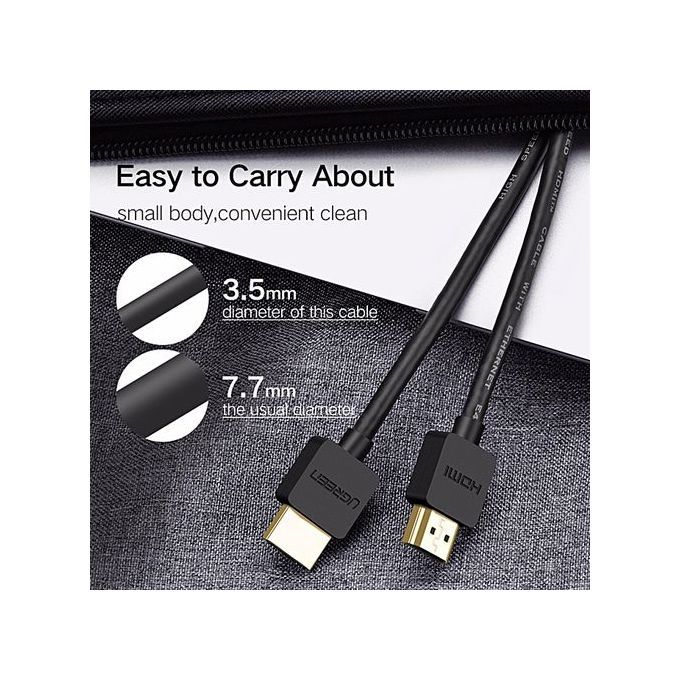 0.5Meter Slim HDMI Cable HDMI To HDMI Cable HDMI 2.0 4K 3D For Apple TV PS3 Projector HD LCD Computer Cables By HonTai