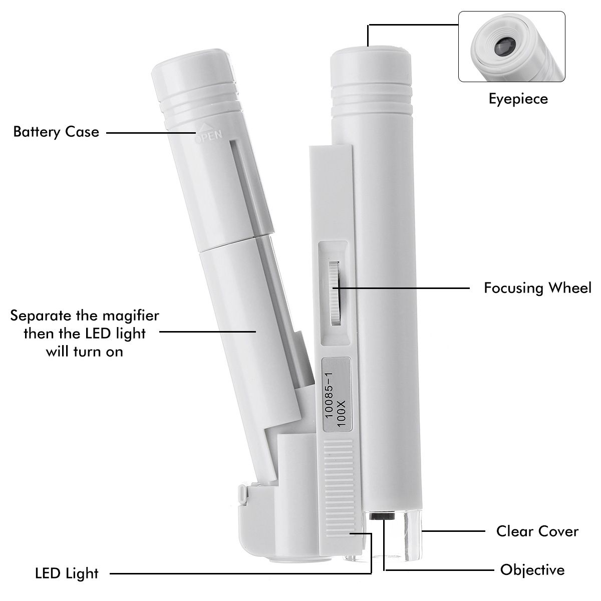 100X/80X/40X Portable Microscope Loupe Reading Magnifier Lens Magnifying Glasses Tool With LED Illuminant 40x