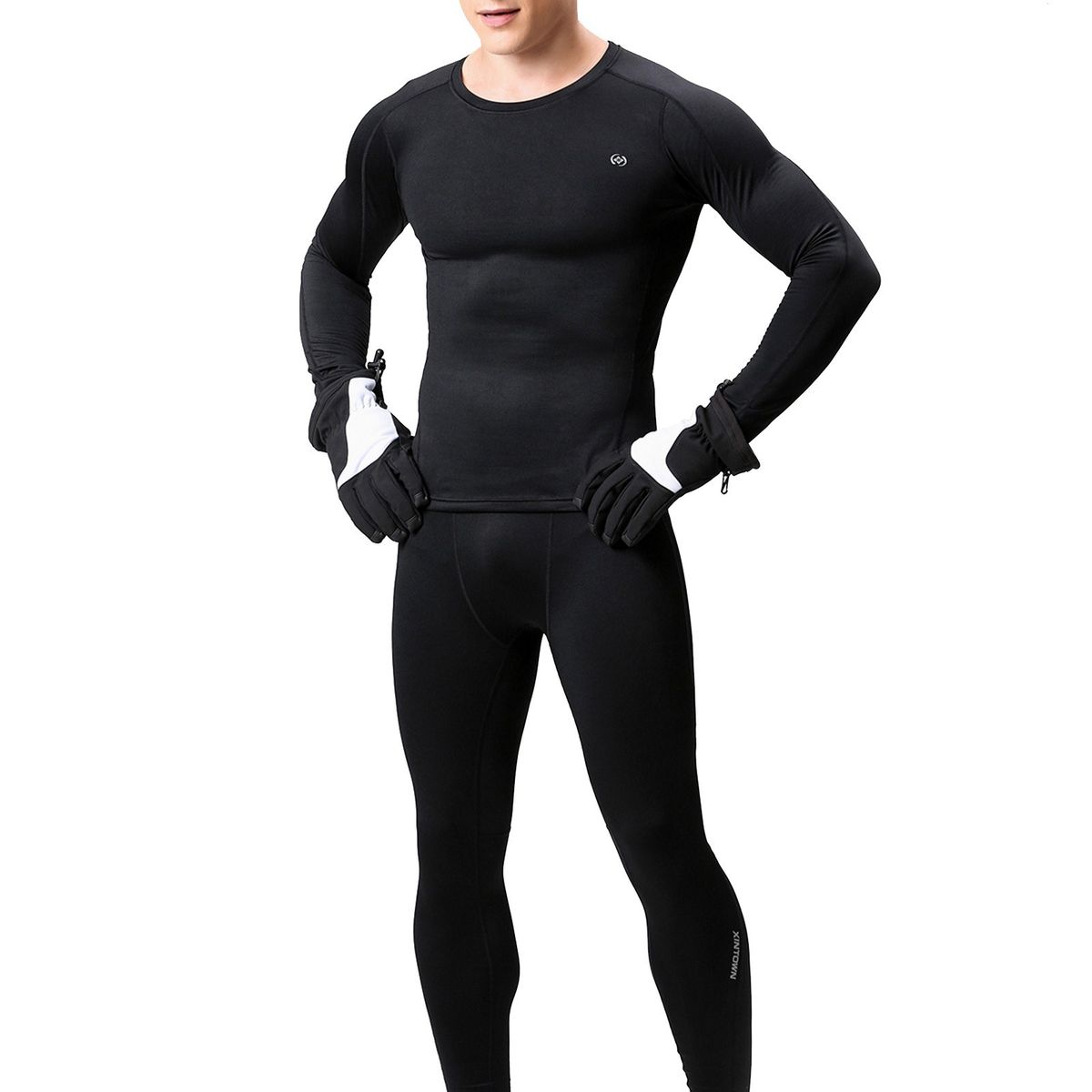 2PCS Men Winter Thermal Underwear Fleece Lining Thick Warm O