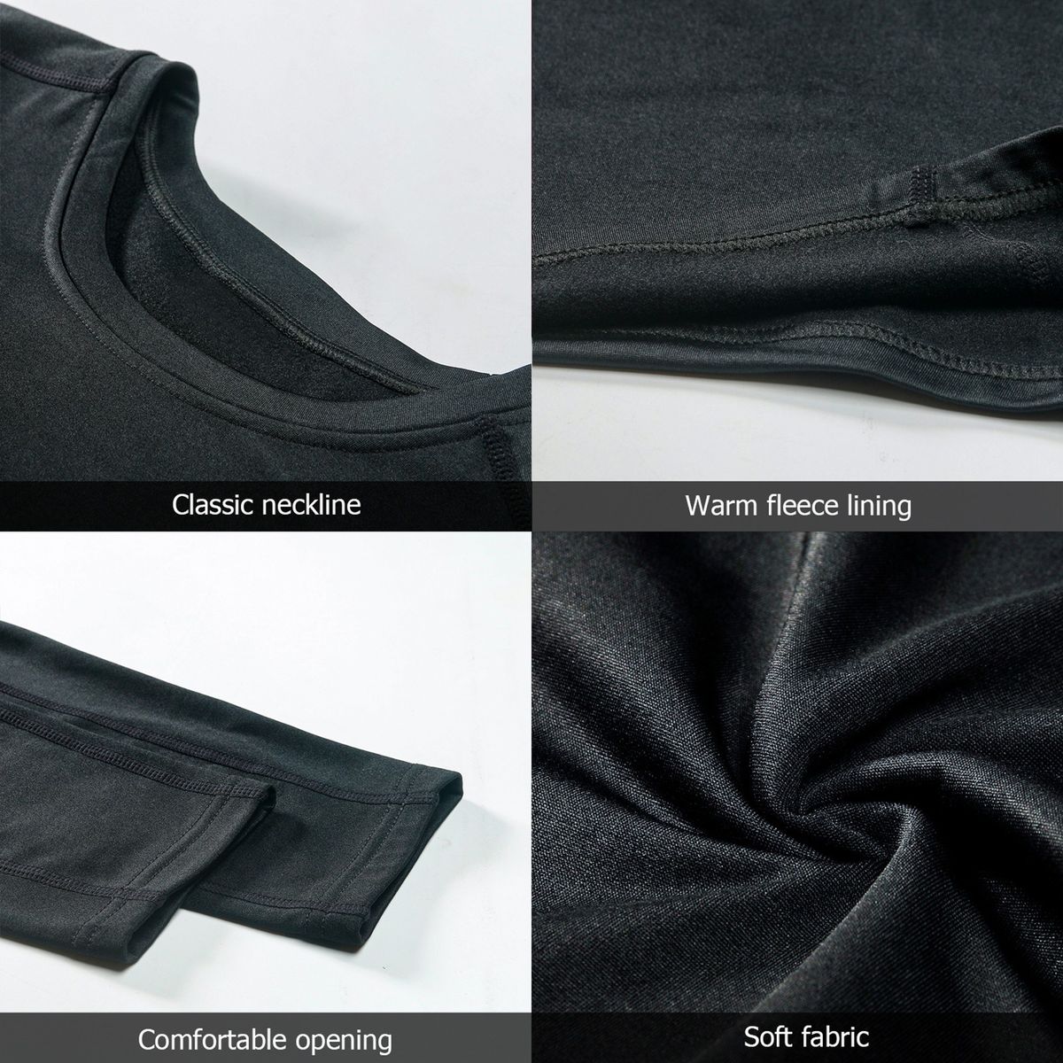 2PCS Men Winter Thermal Underwear Fleece Lining Thick Warm O