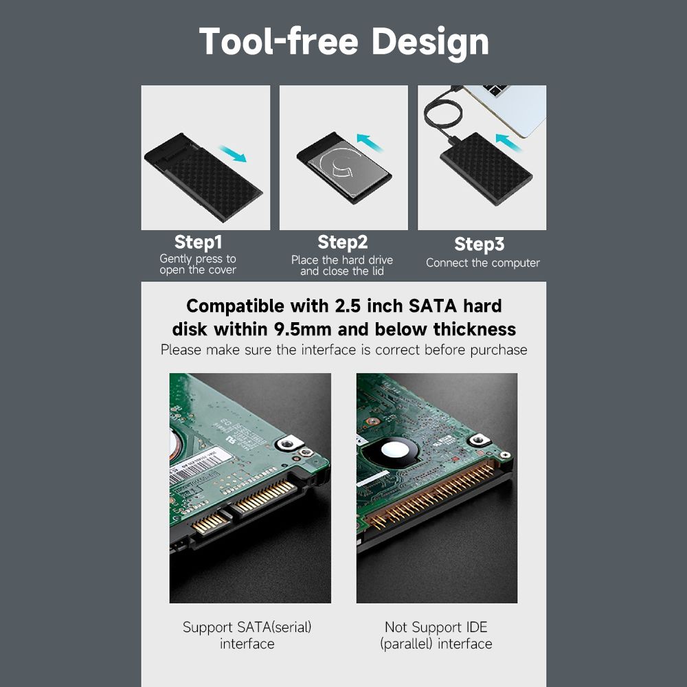 S-02 Hard Disk Case 2.5In USB3.0 SATA External HDD Enclosure