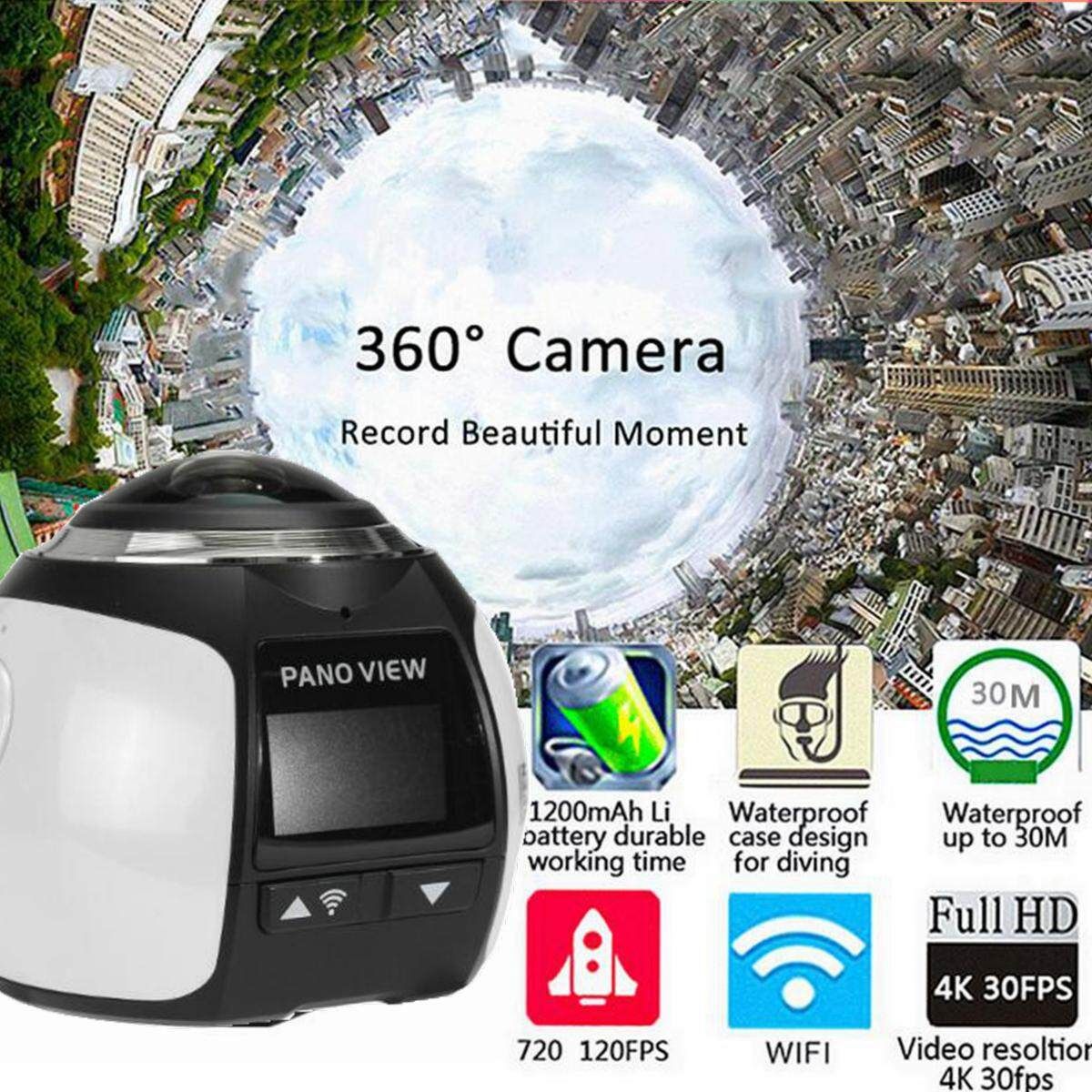 360° Panoramic 4K Ultra HD WiFi 16MP Action Sports Car Bike 3D VR Camera DV DVR