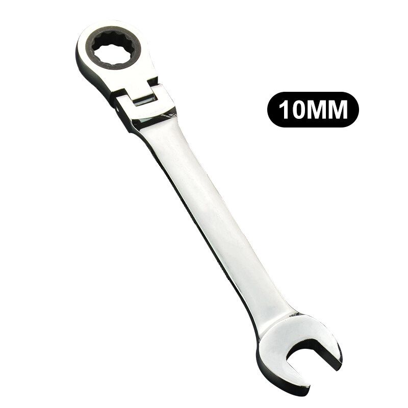 10/11/12/13mm Dual-purpose Ratchet Wrench Shaking Head Gear 180° Spanner 10MM