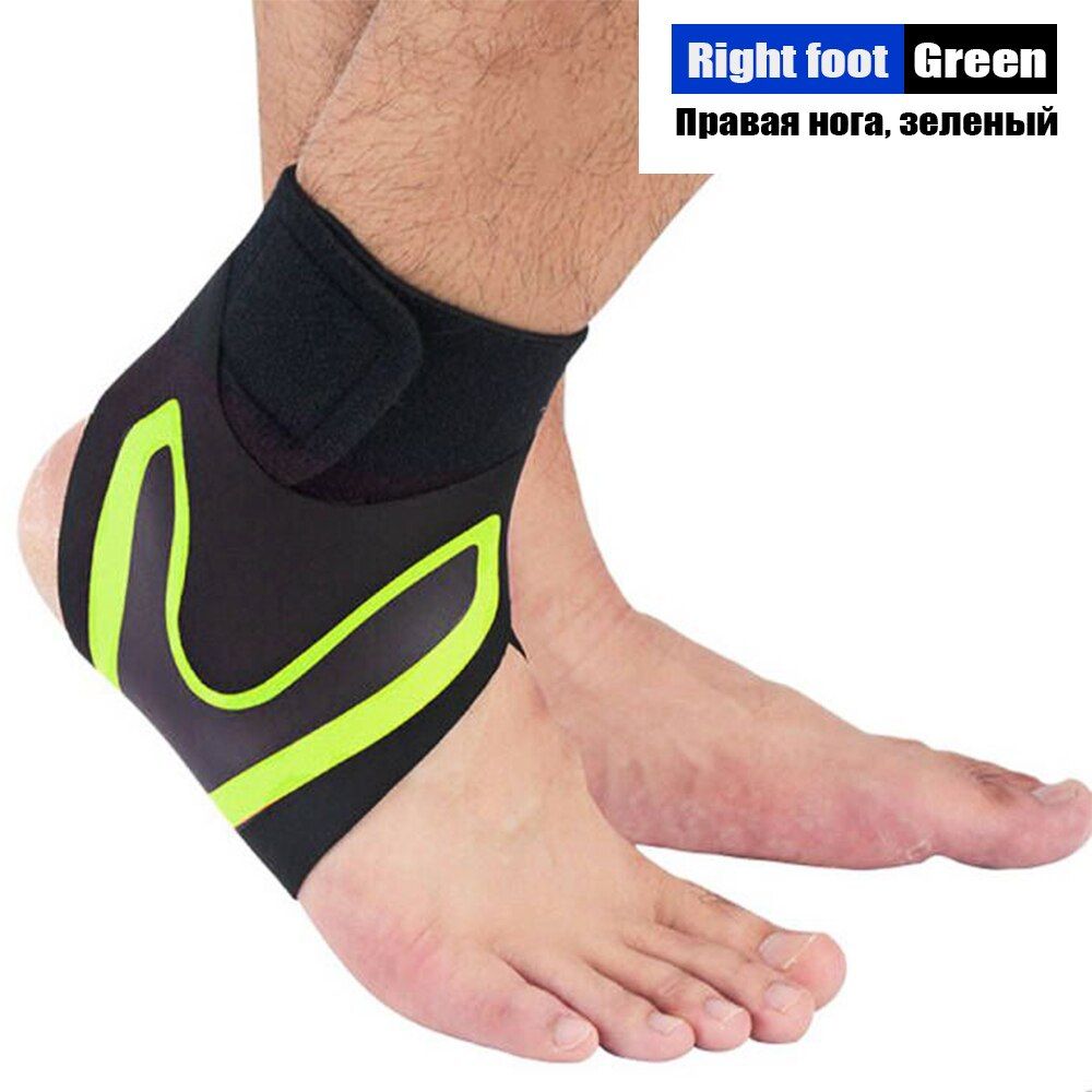 1PC Sports Compression Ankle Support  Ankle Anti-sprain Stabilizer Foot Protection Socks For Running Basketball Football-Right Foot-Green