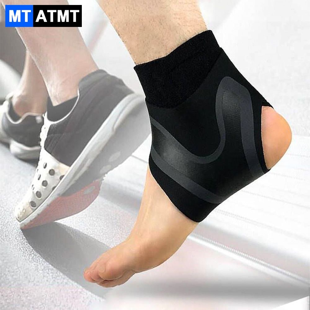 1PC Sports Compression Ankle Support  Ankle Anti-sprain Stabilizer Foot Protection Socks For Running Basketball Football-Right Foot-Green