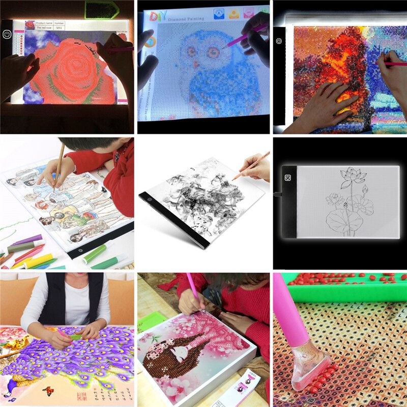 133PCS A4 Drawing Tablet Dimmable Light LED 5D Pad Box Tablet Drawing Tracing Board Writing Copy Board For Sketch