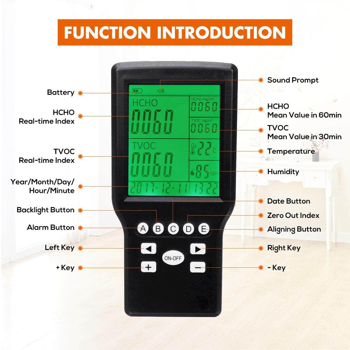 8-IN-1 Air Quality Detector HCHO Tester