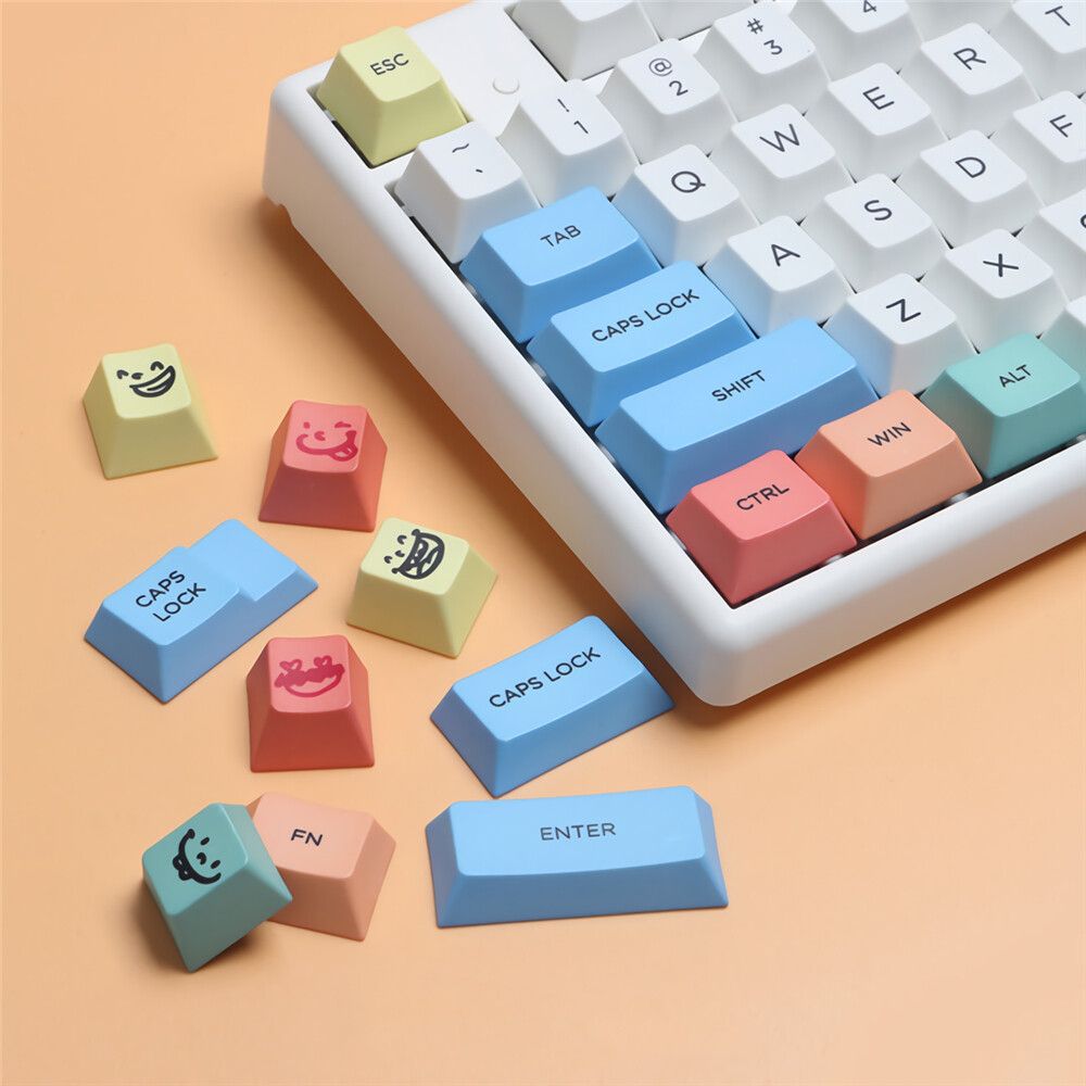 117 Keys Chalk Keycap Set OEM Profile PBT Sublimation Keycaps For 61/64/87/104/108 Keys Mechanical Keyboards