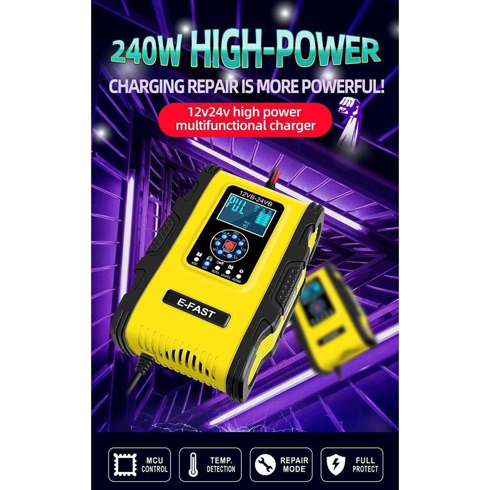 7 Stage Intelligent Car Battery Charger 12V 24V 12A