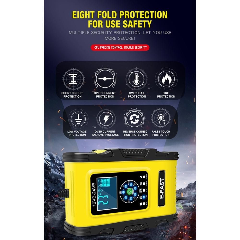 7 Stage Intelligent Car Battery Charger 12V 24V 12A