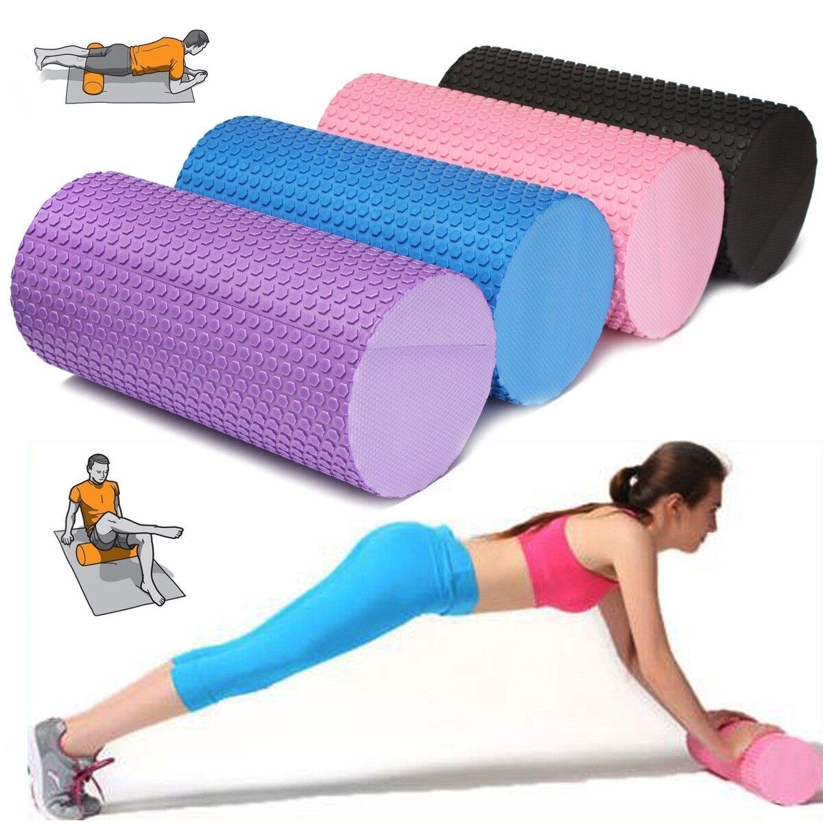 2pcs New Grid Foam Roller Trigger Point Gym Sports Massage Physio Injury Yoga Roller