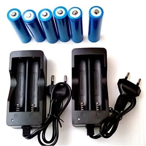 Rechargeable 3.7v 18650 5800mah Li-ion Battery X 6 + Li-ion 18650 Battery Charger X 2