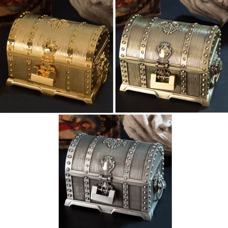 Ring Double-layer Jewel Box With Lock, Size: 17.5x13.5x12.5cm